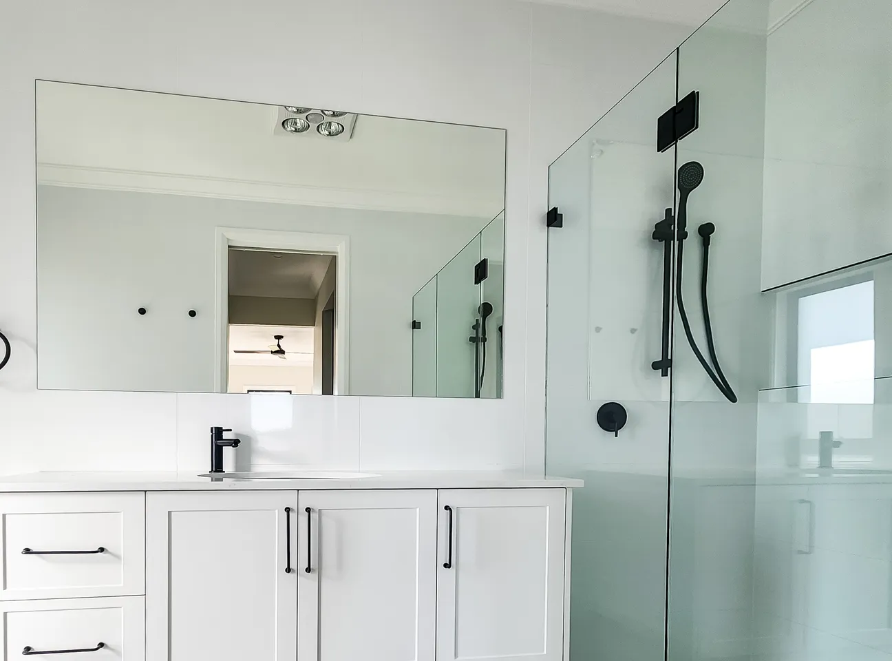 Ensuite with frameless glass shower